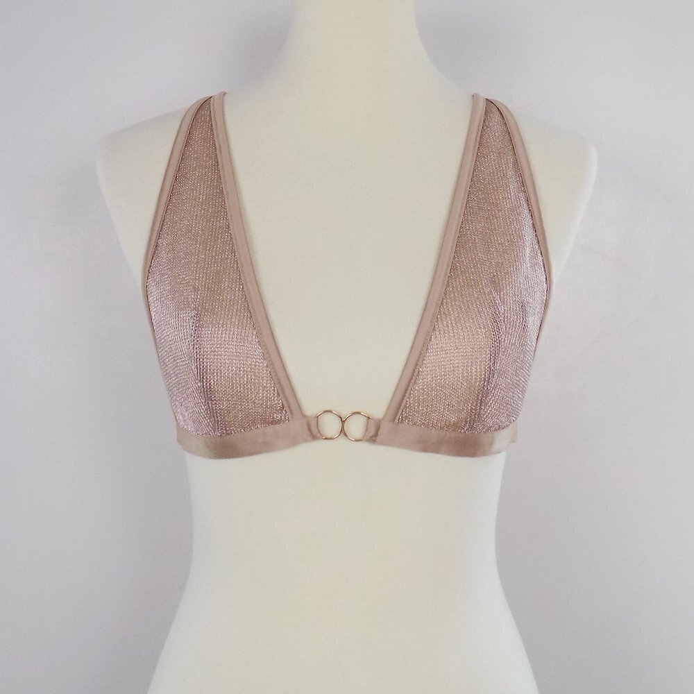 new! Victoria's Secret VS metallic chainmail knit plunge bralette bra disco